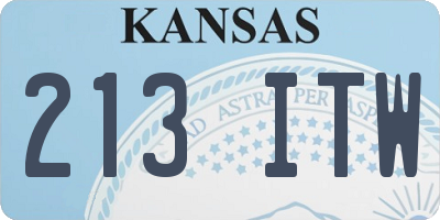 KS license plate 213ITW