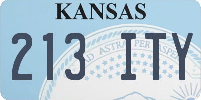 KS license plate 213ITY