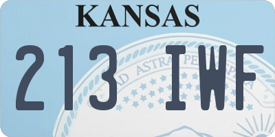 KS license plate 213IWF