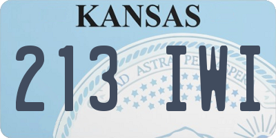 KS license plate 213IWI