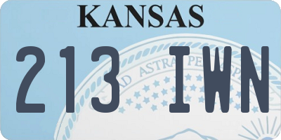 KS license plate 213IWN
