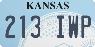 KS license plate 213IWP