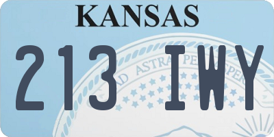 KS license plate 213IWY