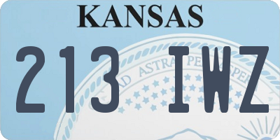 KS license plate 213IWZ