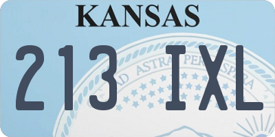 KS license plate 213IXL
