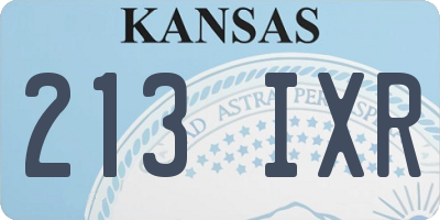 KS license plate 213IXR