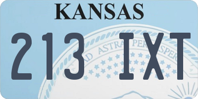 KS license plate 213IXT