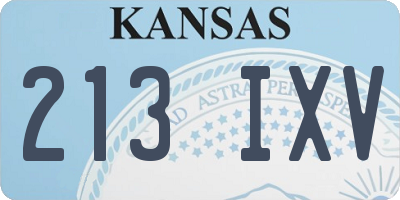 KS license plate 213IXV