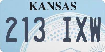 KS license plate 213IXW