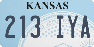 KS license plate 213IYA