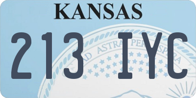 KS license plate 213IYC