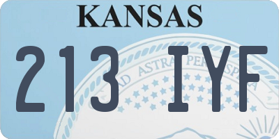 KS license plate 213IYF