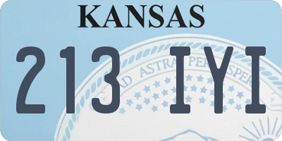 KS license plate 213IYI