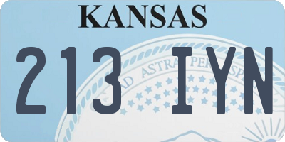 KS license plate 213IYN
