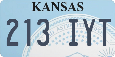 KS license plate 213IYT