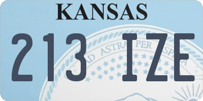 KS license plate 213IZE
