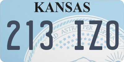 KS license plate 213IZO