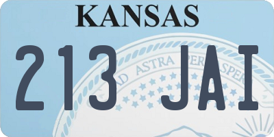 KS license plate 213JAI