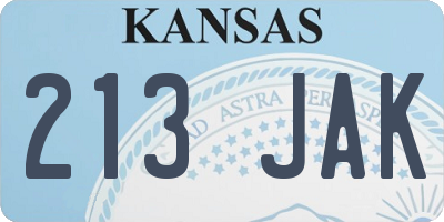 KS license plate 213JAK