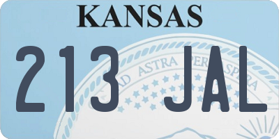 KS license plate 213JAL