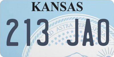 KS license plate 213JAO
