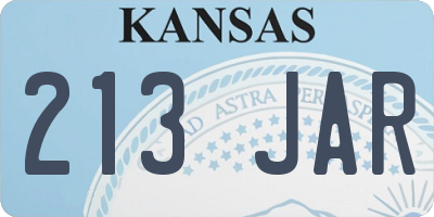 KS license plate 213JAR