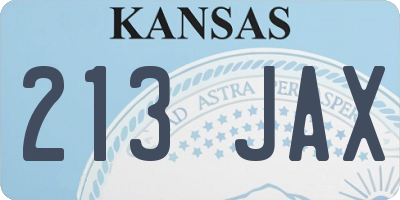 KS license plate 213JAX