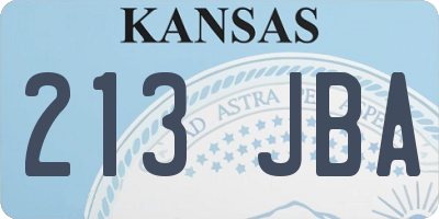 KS license plate 213JBA