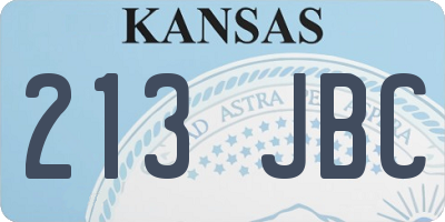 KS license plate 213JBC