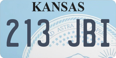 KS license plate 213JBI