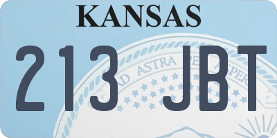 KS license plate 213JBT