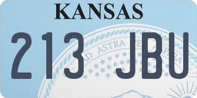 KS license plate 213JBU