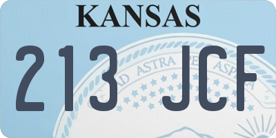 KS license plate 213JCF