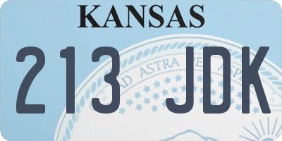 KS license plate 213JDK
