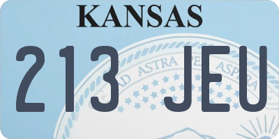 KS license plate 213JEU