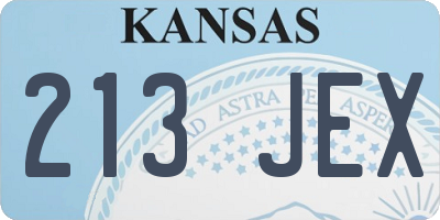 KS license plate 213JEX