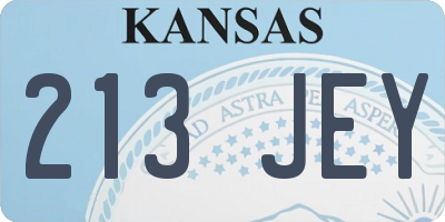 KS license plate 213JEY