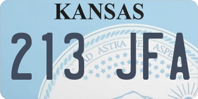 KS license plate 213JFA