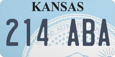 KS license plate 214ABA