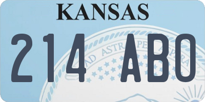 KS license plate 214ABO
