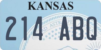 KS license plate 214ABQ