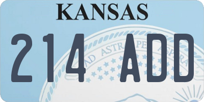 KS license plate 214ADD