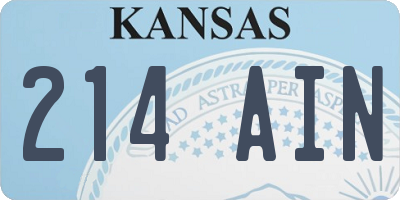 KS license plate 214AIN