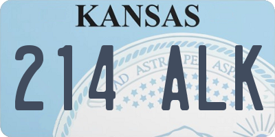 KS license plate 214ALK