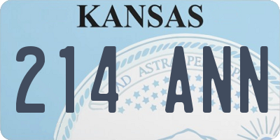 KS license plate 214ANN