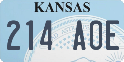 KS license plate 214AOE