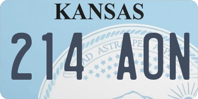 KS license plate 214AON