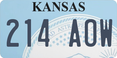 KS license plate 214AOW