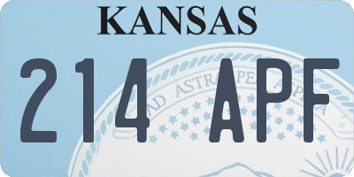 KS license plate 214APF