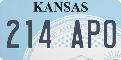 KS license plate 214APO